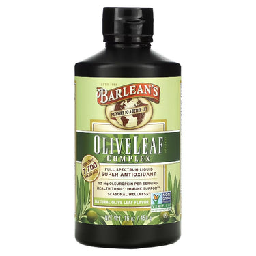 Olive Leaf Complex, Natural Olive Leaf Flavor - Barleans Organic Oils